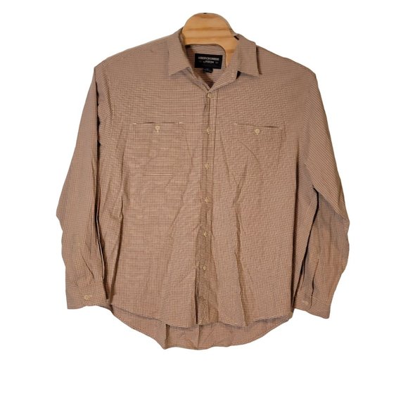 Abercrombie & Fitch‎ Button Up Dress Shirt Mens XL Long Sleeves Tan Orange Green - Picture 1 of 5